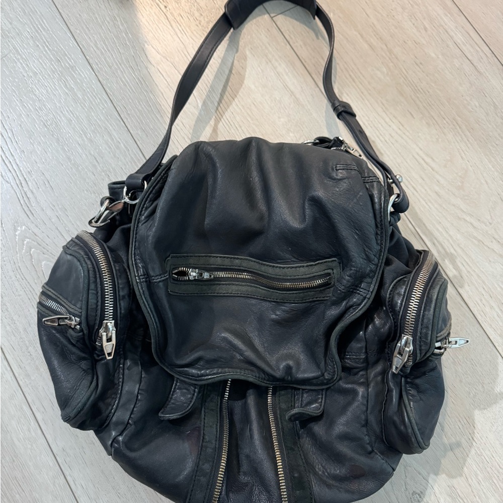 Alexander Wang Marti Backpack – Black Lambskin Leather, Silver Hardware